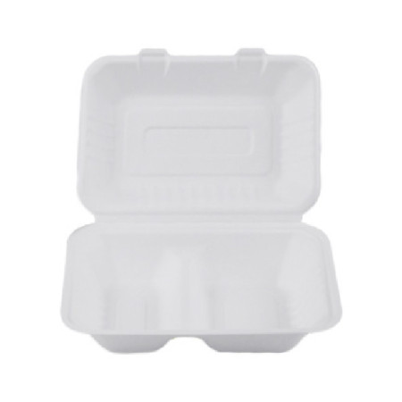 CLAMSHELL RECTANGLE 2 COMPARTMENTS NATURAL FIBER (800ML)*50 - HRK