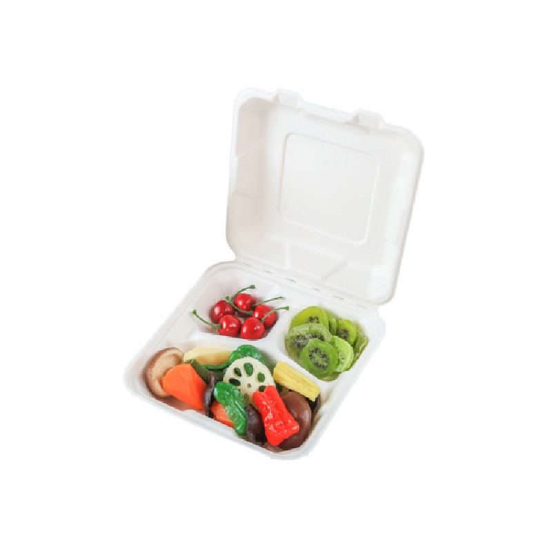 CLAMSHELL SQUARE 3 COMPARTMENTS NATURAL FIBER (800ML)*200 - HRK