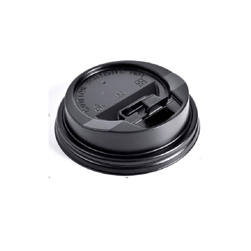 PLASTIC LID WITH BUTTON BLACK (Ø80)*1000 - HRK