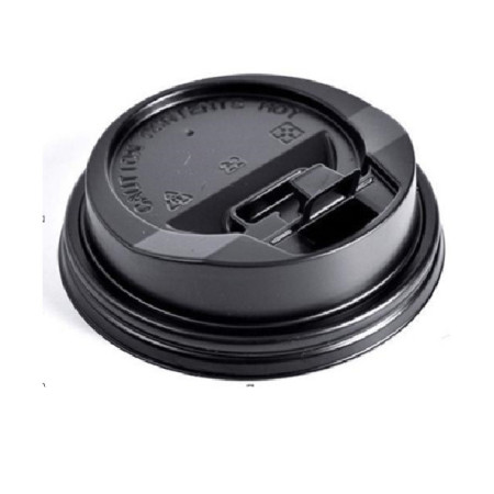 PLASTIC LID WITH BUTTON BLACK (Ø80)*1000 - HRK