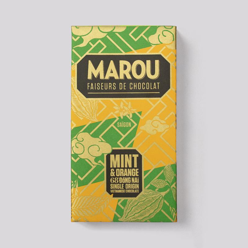 DARK CHOCOLATE MINT & ORANGE DONG NAI 68% (80G) - MAROU