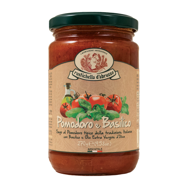 TOMATO AND BASIL PASTA SAUCE (270G) - RUSTICHELLA D'ABRUZZO