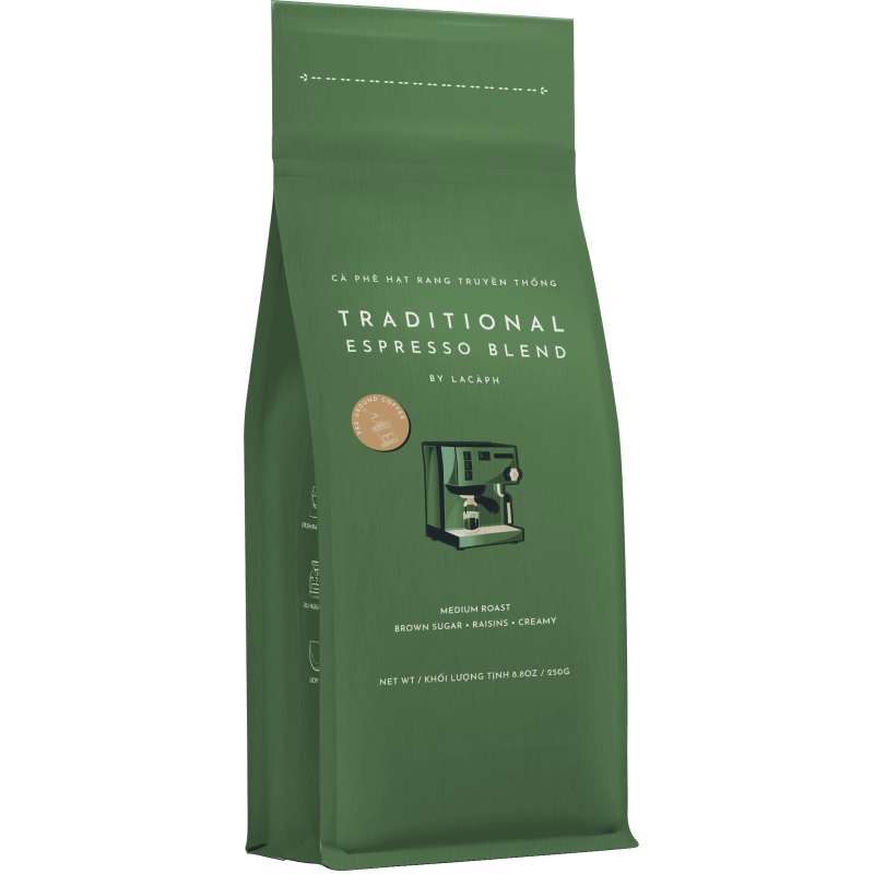 TRADITIONAL ESPRESSO BLEND 70% ARABICA 30% ROBUSTA GROUND COFFEE (250G) - LACAPH