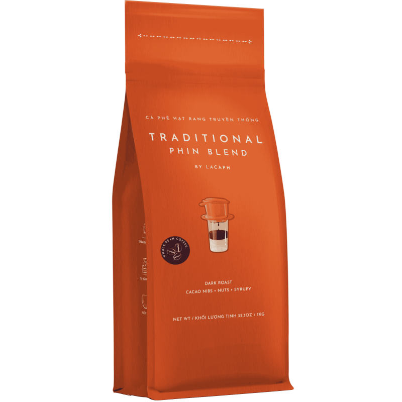 TRADITIONAL PHIN BLEND 100% ROBUSTA WHOLE BEANS (1KG) - LACAPH