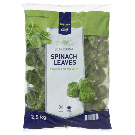 SPINACH LEAFES PORTIONED FRZ (2.5KG) - METRO CHEF