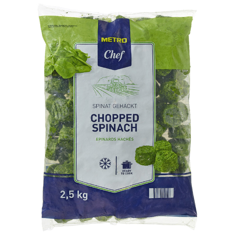 SPINACH CHOPPED PORTIONS FRZ (2.5KG) - METRO CHEF