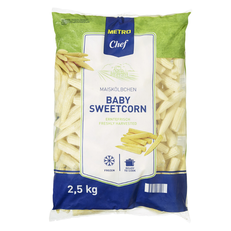BABY SWEETCORN COBS FRZ (2.5KG) - METRO CHEF