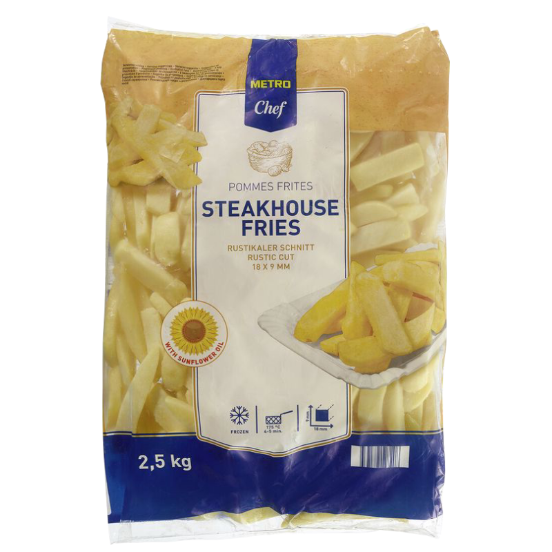 STEAKHOUSE FRENCH FRIES RUSTIC CUT 18X9 (2.5KG) - METRO CHEF