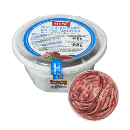 FILLETS ANCHOVIES IN SUNFLOWER OIL (440G) - MENU