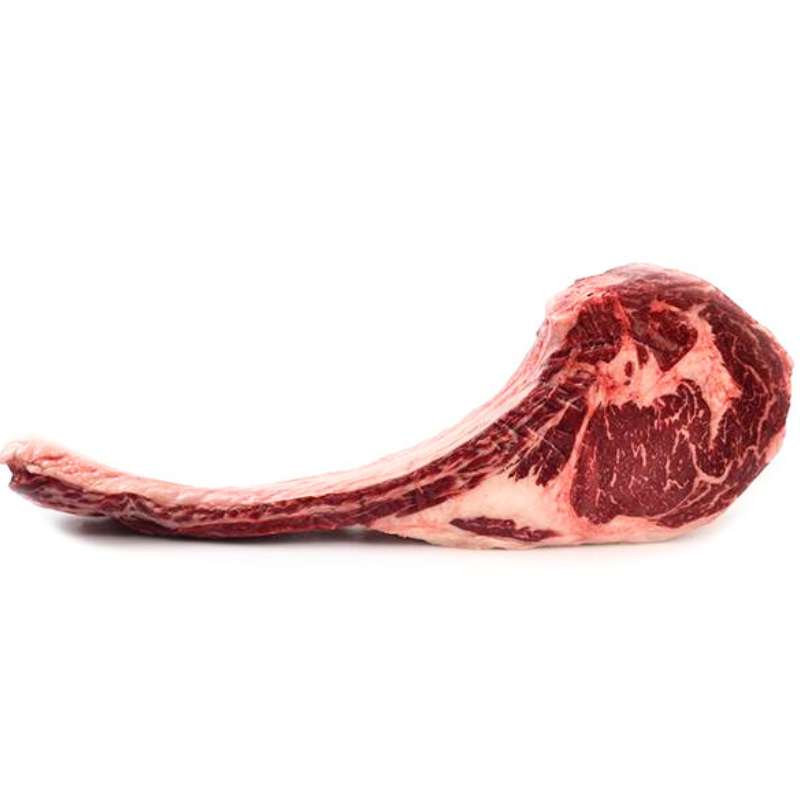 TOMAHAWK RIBS PREPARED STEAK BLACK ANGUS MB2 BONE IN 120DAYS GF AUS FRZ (~1.2KG) - STANBROKE