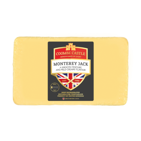 WHITE MILD CHEDDAR MONTEREY JACK 3M (~2.5KG) - COOMBE CASTLE - DEVON CREAM COMPANY