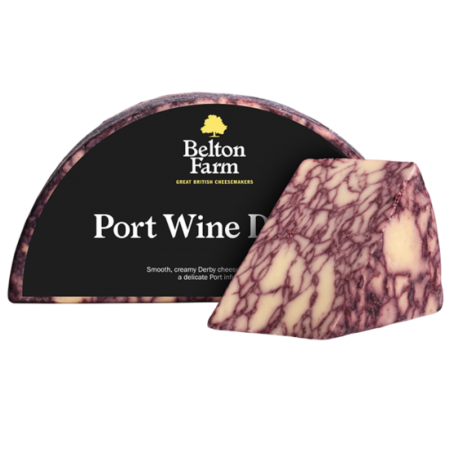 PORT WINE CHEDDAR DERBY WHEEL 9M (~2KG) - BELTON FARM - DEVON CREAM COMPANY