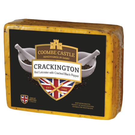 BLACK PEPPER CHEDDAR CRACKINGTON LEICESTER 6M (~2.5KG) - COOMBE CASTLE - DEVON CREAM COMPANY