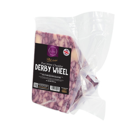 PORT WINE CHEDDAR DERBY WHEEL 9M (500g) - BELTON FARM - DEVON CREAM COMPANY - CTR