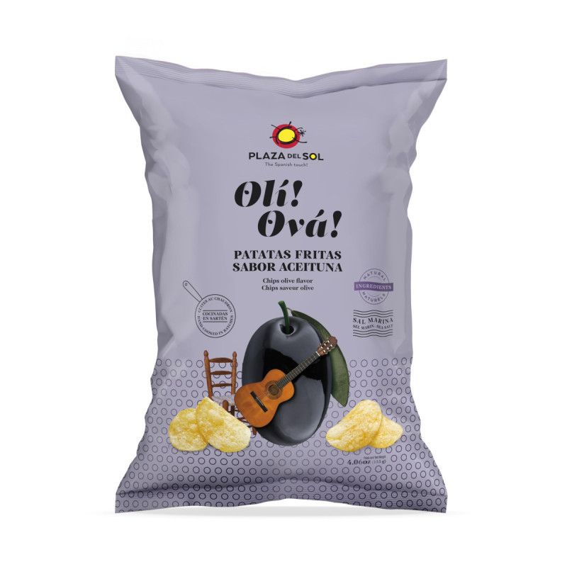 POTATO CHIPS BLACK OLIVES (115G) - PLAZA DEL SOL
