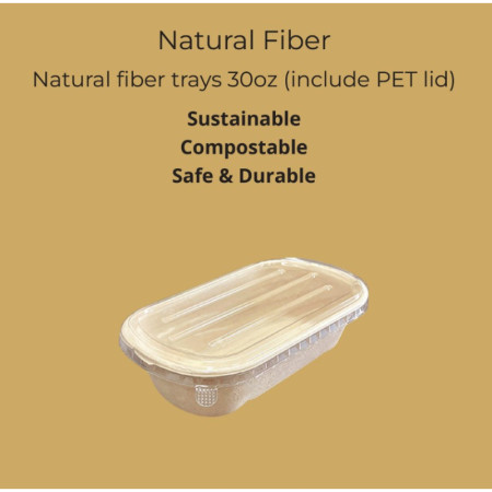NFT30+ - NATURAL FIBER TRAYS WITH LID  (30OZ* 900ML)*500-HRK