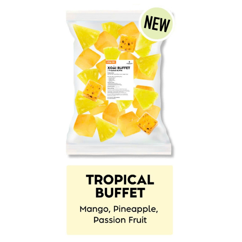 B2 - FRZ MANGO 53%, PINEAPPLE, PASSION FRUIT (450G) - SUPERGREEN SMOOTHIES"