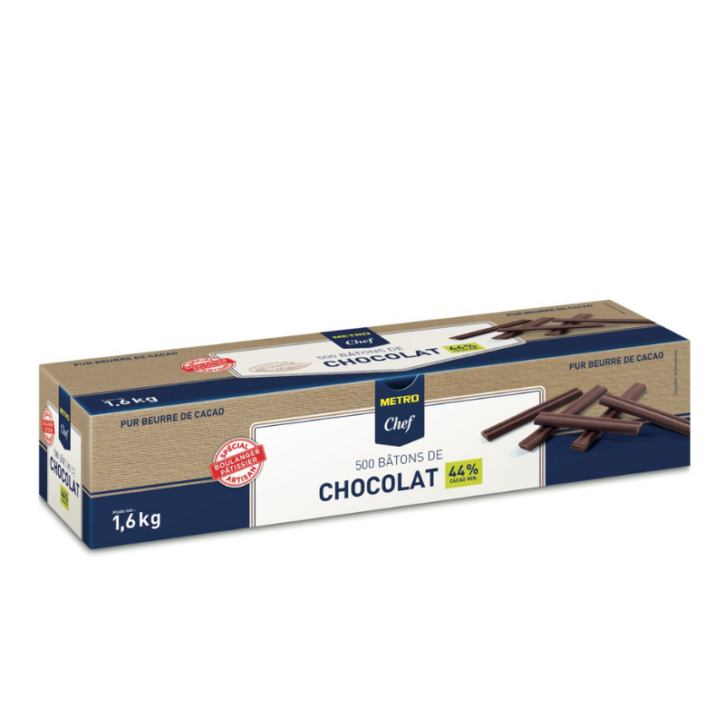 DARK CHOCOLATE SHORT BATONS 44% (1.6KG) - METRO CHEF