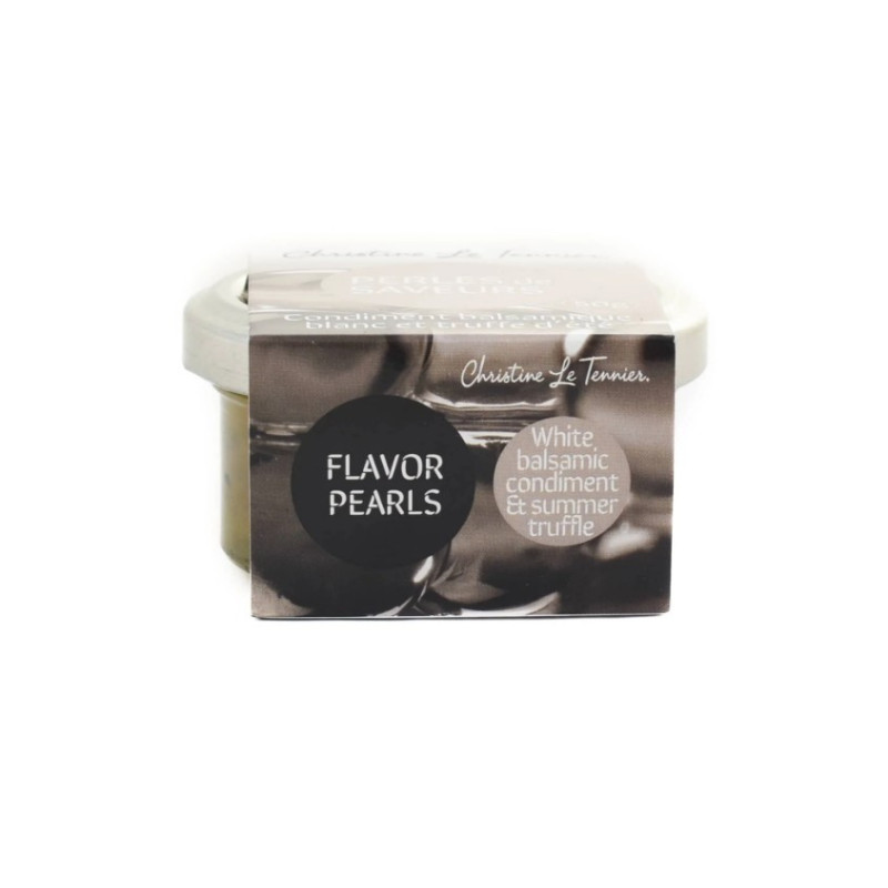 BLACK SUMMER TRUFFLE AND WHITE BALSAMIC VINEGAR FLAVOR PEARLS (50G) - LE TENNIER