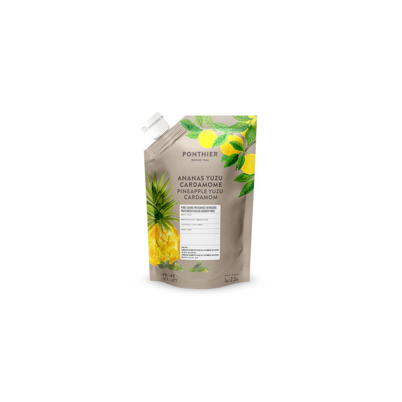 PINEAPPLE YUZU CARDAMOM PUREE CHILLED 10% SUGAR (1KG) - PONTHIER