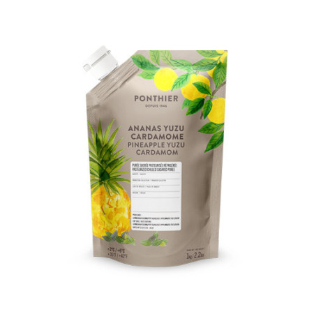 PINEAPPLE YUZU CARDAMOM PUREE CHILLED 10% SUGAR (1KG) - PONTHIER