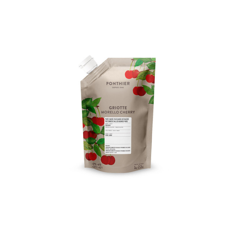 MORELLO CHERRY PUREE CHILLED 10% SUGAR (1KG) - PONTHIER