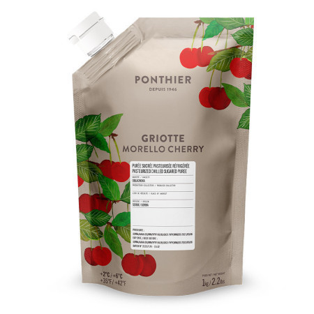 MORELLO CHERRY PUREE CHILLED 10% SUGAR (1KG) - PONTHIER