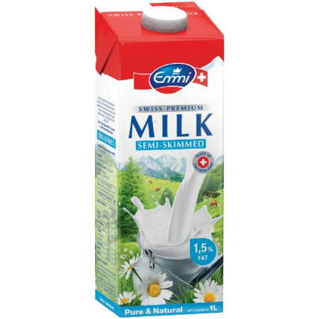 SWISS MILK PREMIUM 1.5% FAT SEMI SKIMMED (1L) - EMMI
