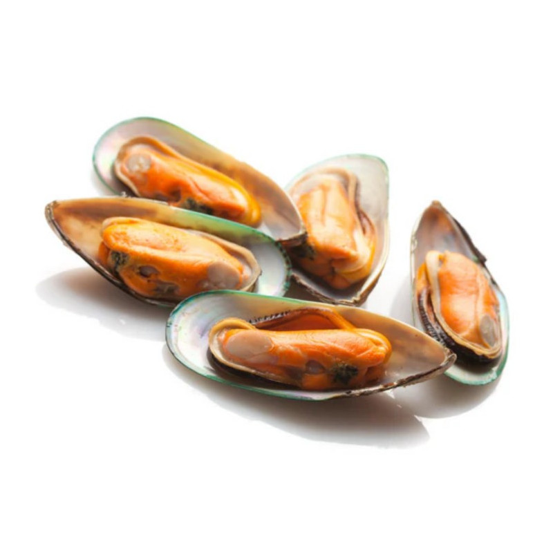 WHOLE GREEN LIPS MUSSELS COOKED NZ FRZ 30/35 (~1KG) - CRYSTAL BAY
