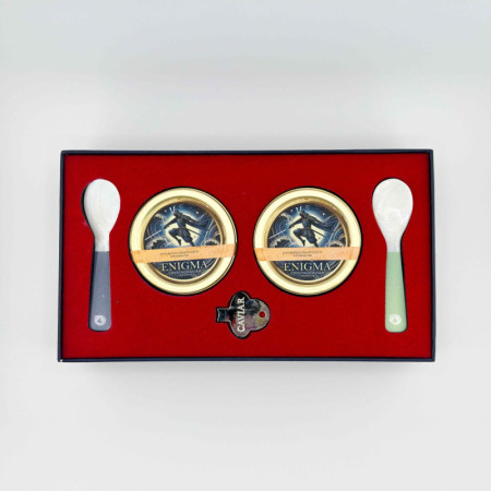 SET 2 - 2 CRYSTAL CAVIAR (30G), 2 SPOONS, 1 OPENER - ENIGMA