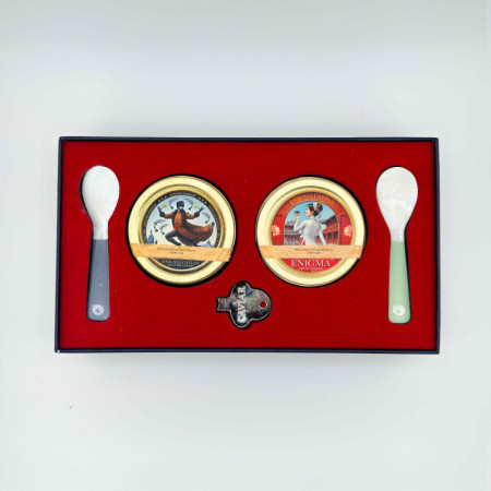 SET 3 - BAERI CAVIAR (50G) + OSCIETRA CAVIAR (50G), 2 SPOONS, 1 OPENER - ENIGMA