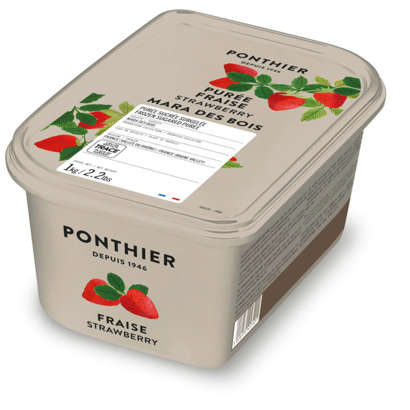 PUREE STRAWBERRY MARA DES BOIS 10% SUGAR FRZ (1KG) - PONTHIER