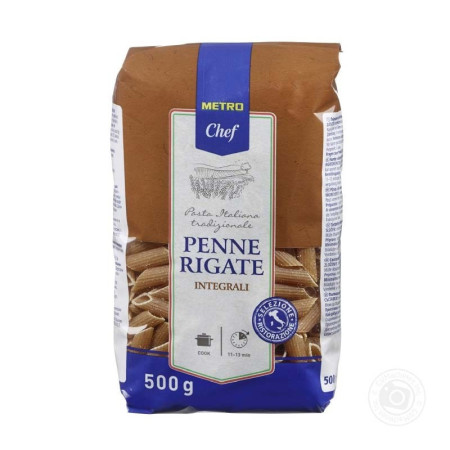 PENNE RIGATE WHOLE WHEAT (500G) - METRO CHEF