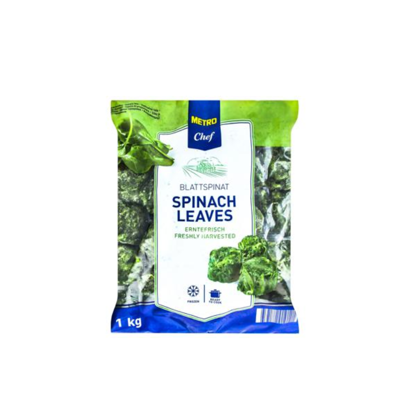 SPINACH LEAFES PORTIONED FRZ (1KG) - METRO CHEF
