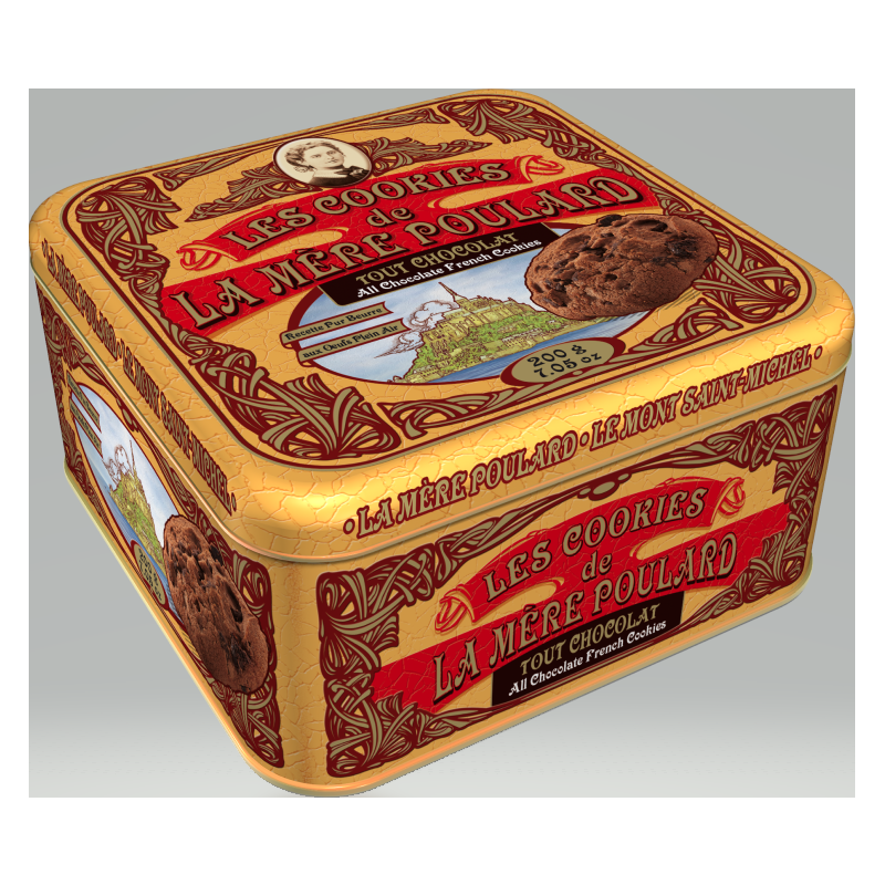 COOKIES ALL CHOCOLATE IN IRON BOX (200G ) - LA MÈRE POULARD