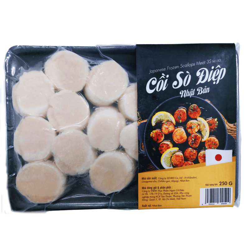 SCALLOP MEAT SIZE 3S MIYAGI JAPAN SENREI FRZ (8-14 PCS) (~250G) - SANRIKU - CTR