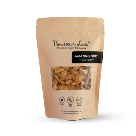 DRIED WHOLE ALMOND WITH SKIN IN BAG (100G) - MONSIEUR LUXE