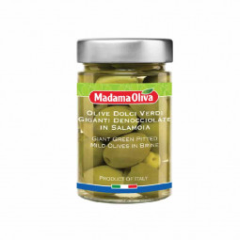 GIANT GREEN OLIVES PITTED JAR (140G-295G) - MADAMA OLIVA
