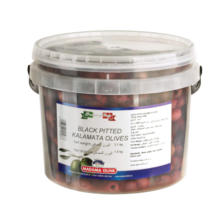 BLACK PITTED KALAMATA OLIVES (1.8KG-3.1KG) - MADAMA OLIVA