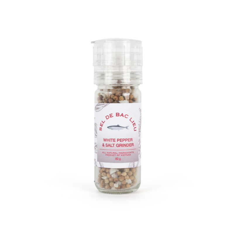 PHU QUOC WHITE PEPPER & COARSE SALT MIX GRINDER (70G) - BAC LIEU