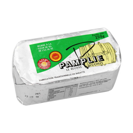 BUTTER SALTED WITH FLEUR DE SEL BLOCK FRZ (250G) - PAMPLIE