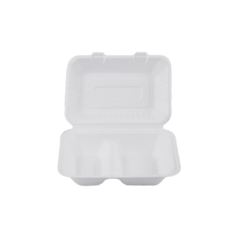 CLAMSHELL RECTANGLE 2 COMPARTMENTS NATURAL FIBER (800ML)*50 - HRK