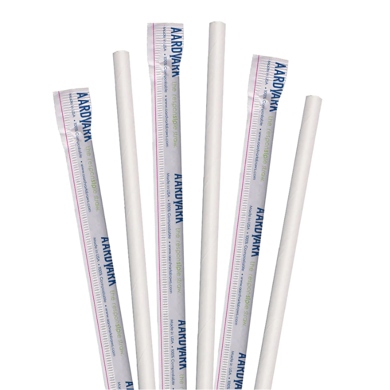 WHITE PAPER STRAWS WRAPPED IN PAPER WITH LOGO (Ø6*197MM)*15000 - HRK