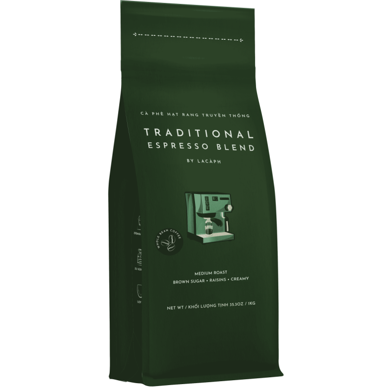 TRADITIONAL ESPRESSO BLEND 70% ARABICA 30% ROBUSTA WHOLE BEANS (1KG) - LACAPH