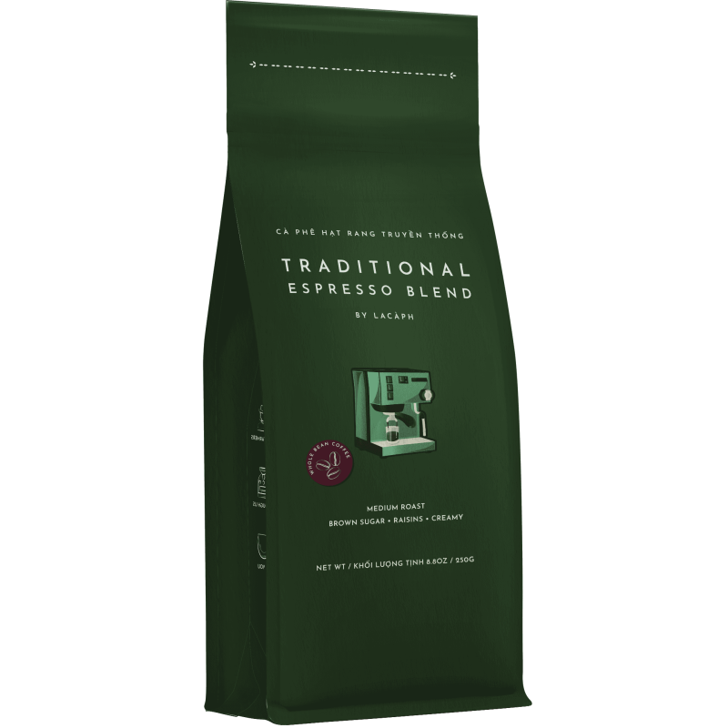 TRADITIONAL ESPRESSO BLEND 70% ARABICA 30% ROBUSTA WHOLE BEANS (250G) - LACAPH