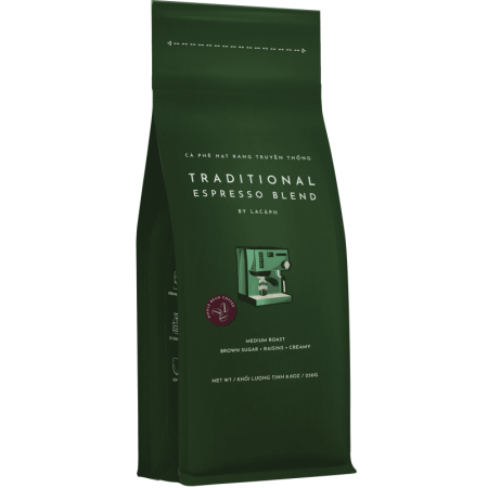 TRADITIONAL ESPRESSO BLEND 70% ARABICA 30% ROBUSTA WHOLE BEANS (250G) - LACAPH