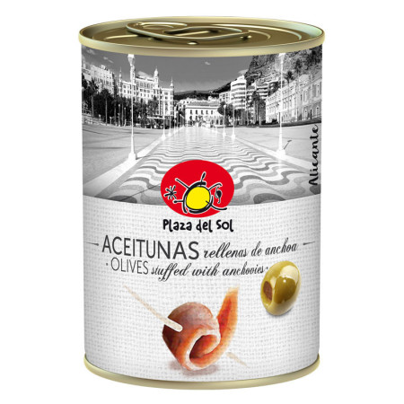 OLIVES STUFFED WITH ANCHOVIES (280G) - PLAZA DEL SOL