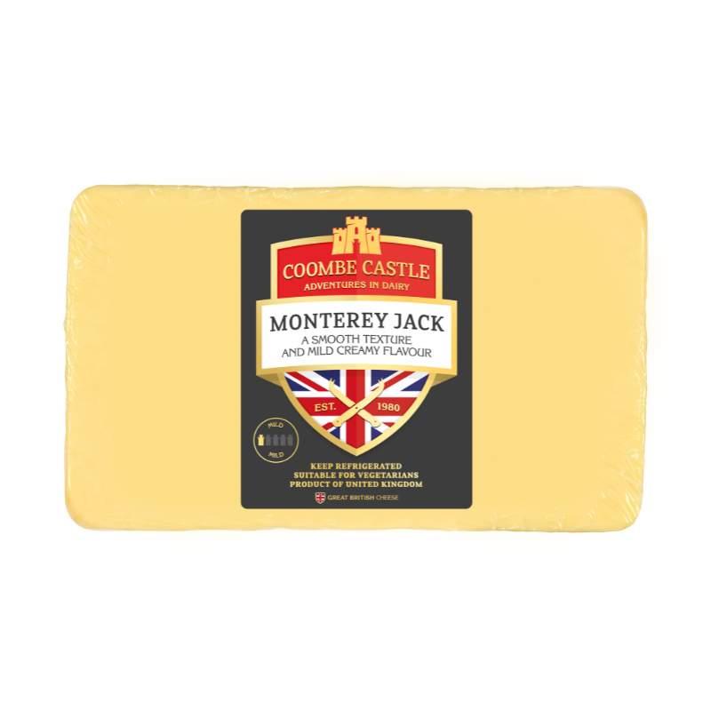WHITE MILD CHEDDAR MONTEREY JACK 3M (~2.5KG) - COOMBE CASTLE - DEVON CREAM COMPANY