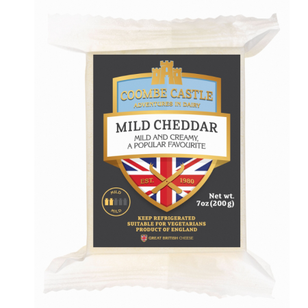 WHITE MILD CHEDDAR BLOCK 6M (200G) - COOMBE CASTLE - DEVON CREAM COMPANY