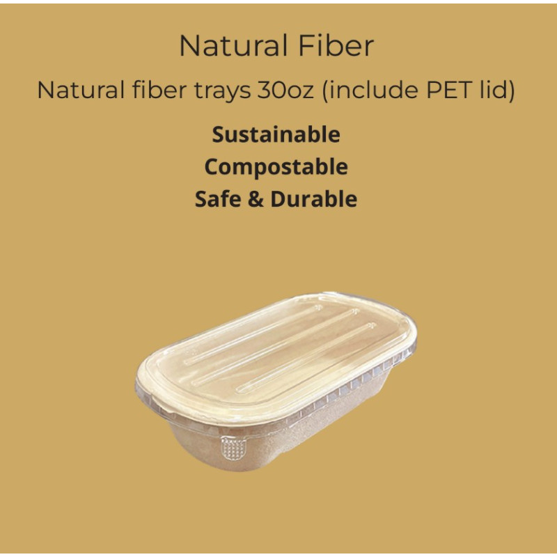 NFT30+ - NATURAL FIBER TRAYS WITH LID  (30OZ* 900ML)*500-HRK